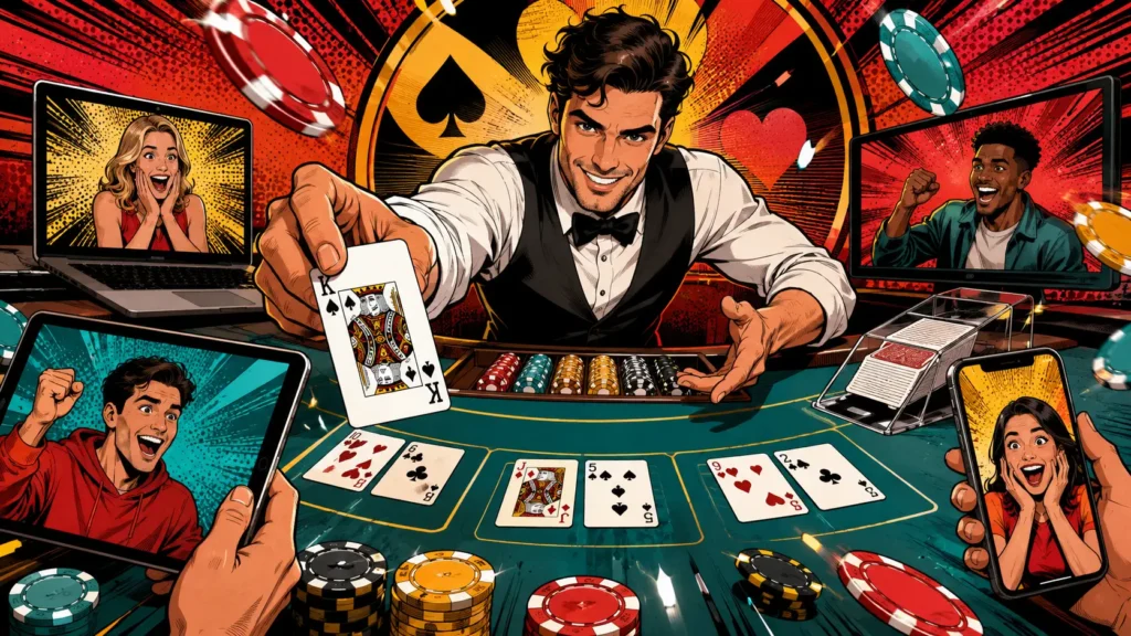 Zona del mazo en blackjack online como punto de origen de las cartas